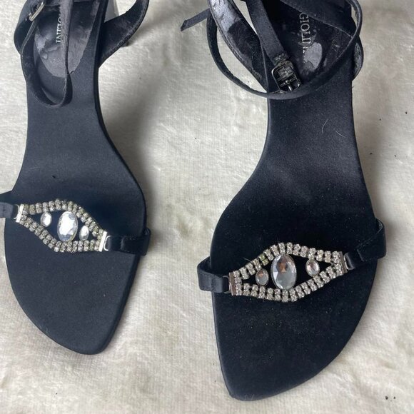 GUC Enzo Angiolini Women's Rhinestone Blingy Black Strappy Heels size 8 - Picture 1 of 5